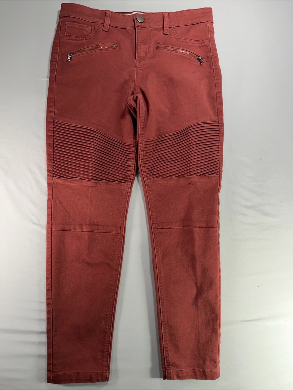 Tinseltown Juniors 13 Moto Skinny Jeans Red Rust Biker #955